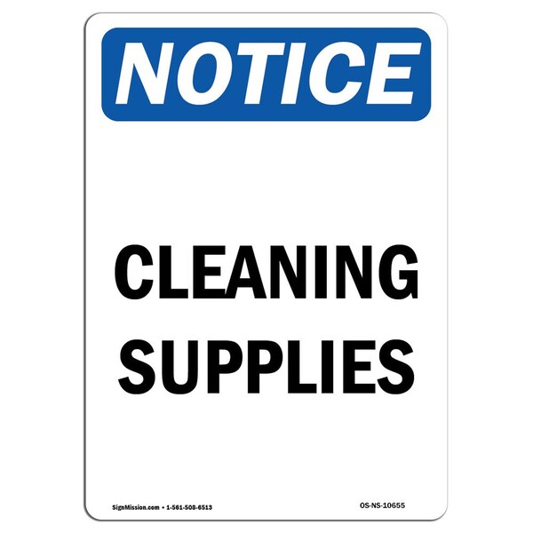 Safety Sign, OSHA Notice, 5" Height, Cleaning Supplies Sign, Portrait, 10PK